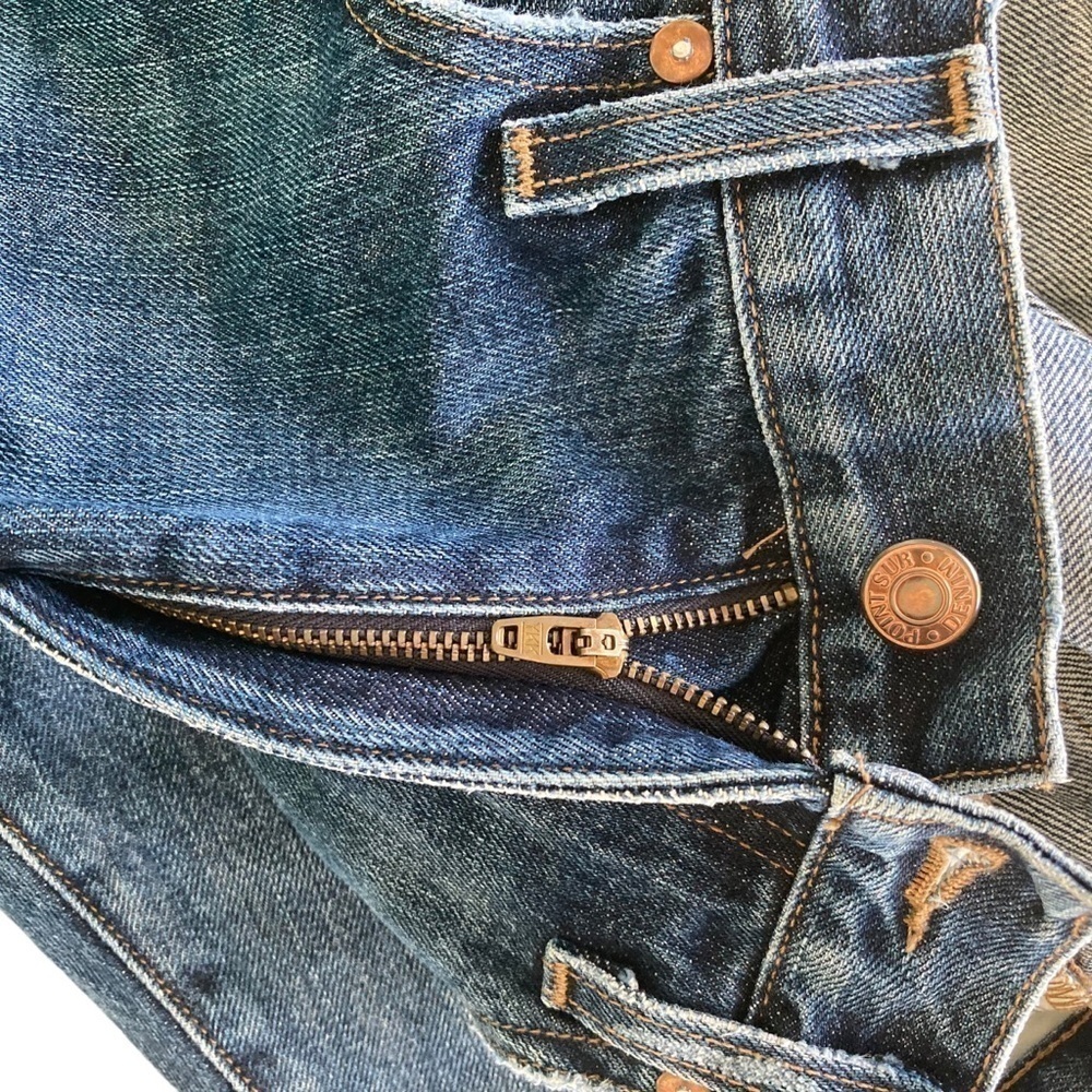 Point Sur Shoreditch Straight Leg Raw Hem Denim Jeans Patch Distressed sz 28 - Picture 10 of 15